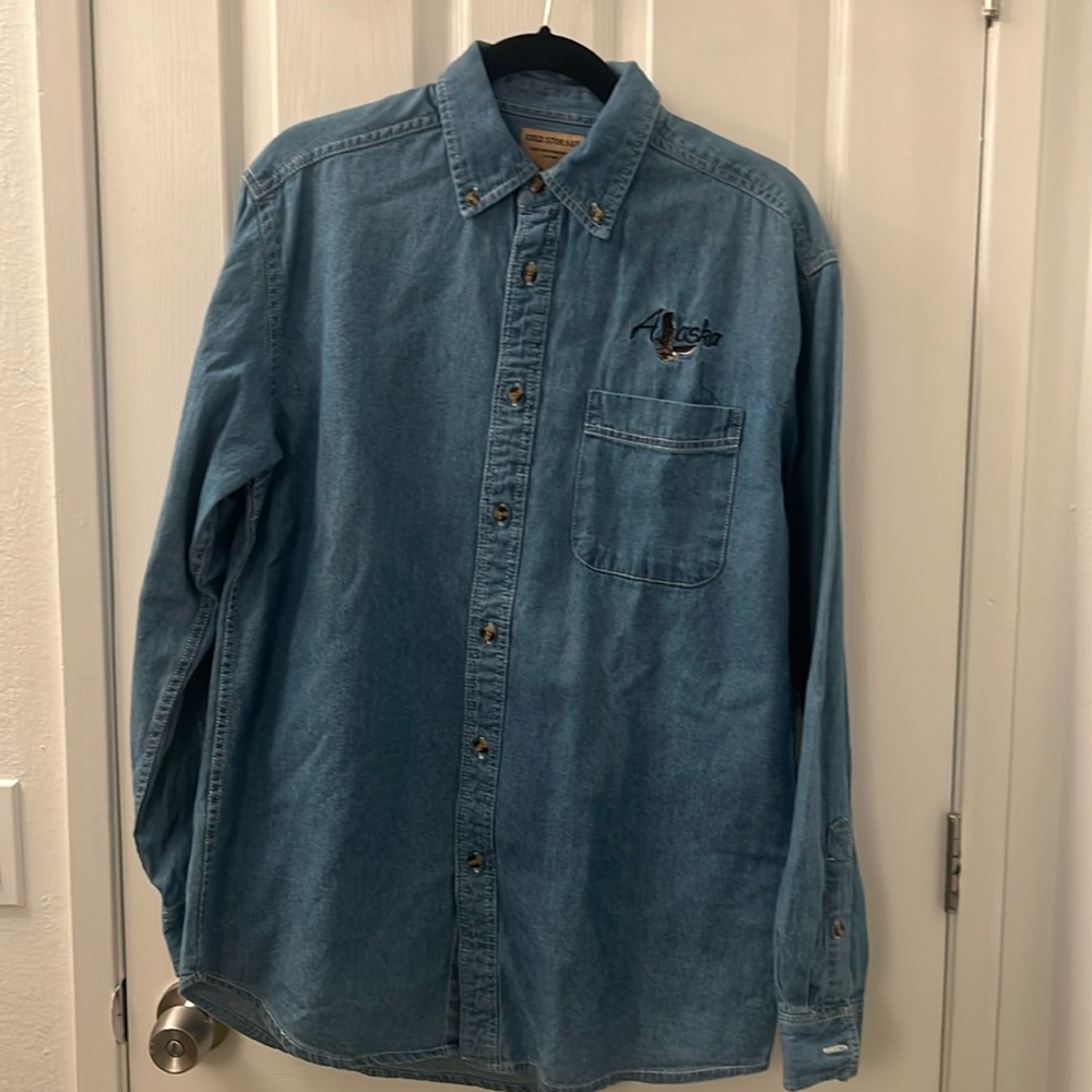 Men’s, Cold Storage, embroidered Alaska denim shirt